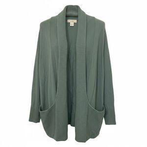 CJ Banks sage green Knit open front sweater Cardigan soft stretchy X Large